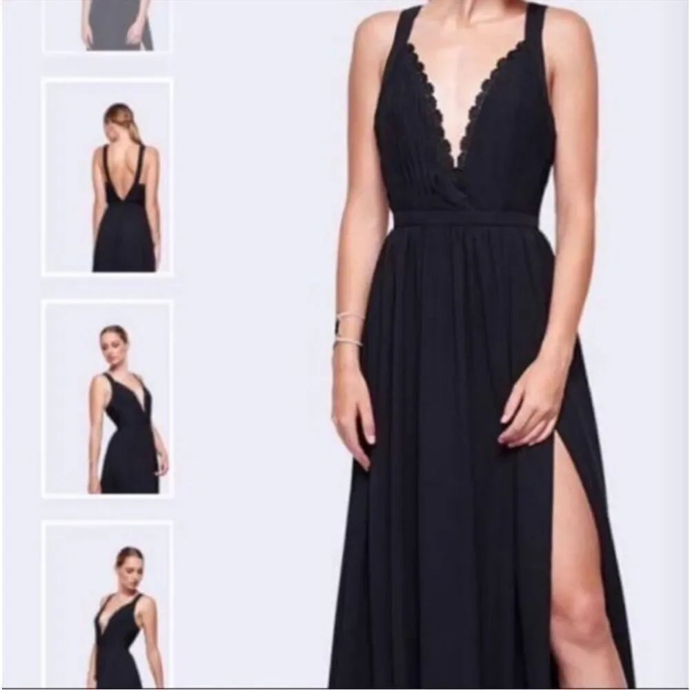 Fame and Partners Black Sleeveless Maxi Dress Gown Sz 4